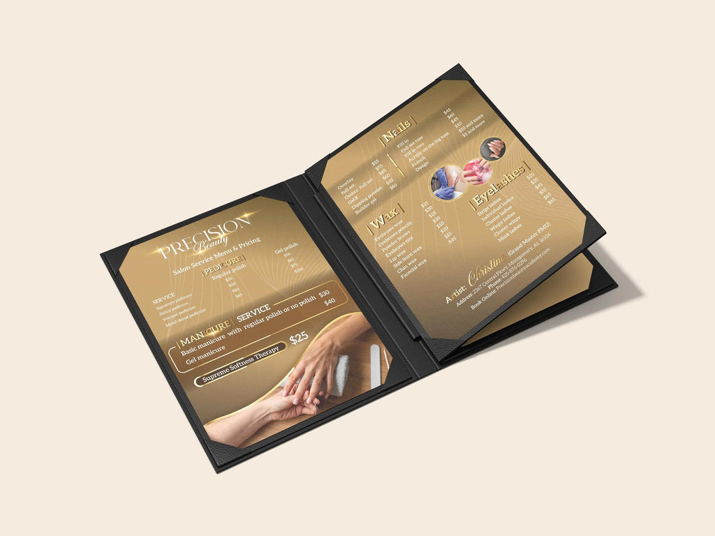 Menu Cover for 8.5 x 11 Menus, Double Panel - Black