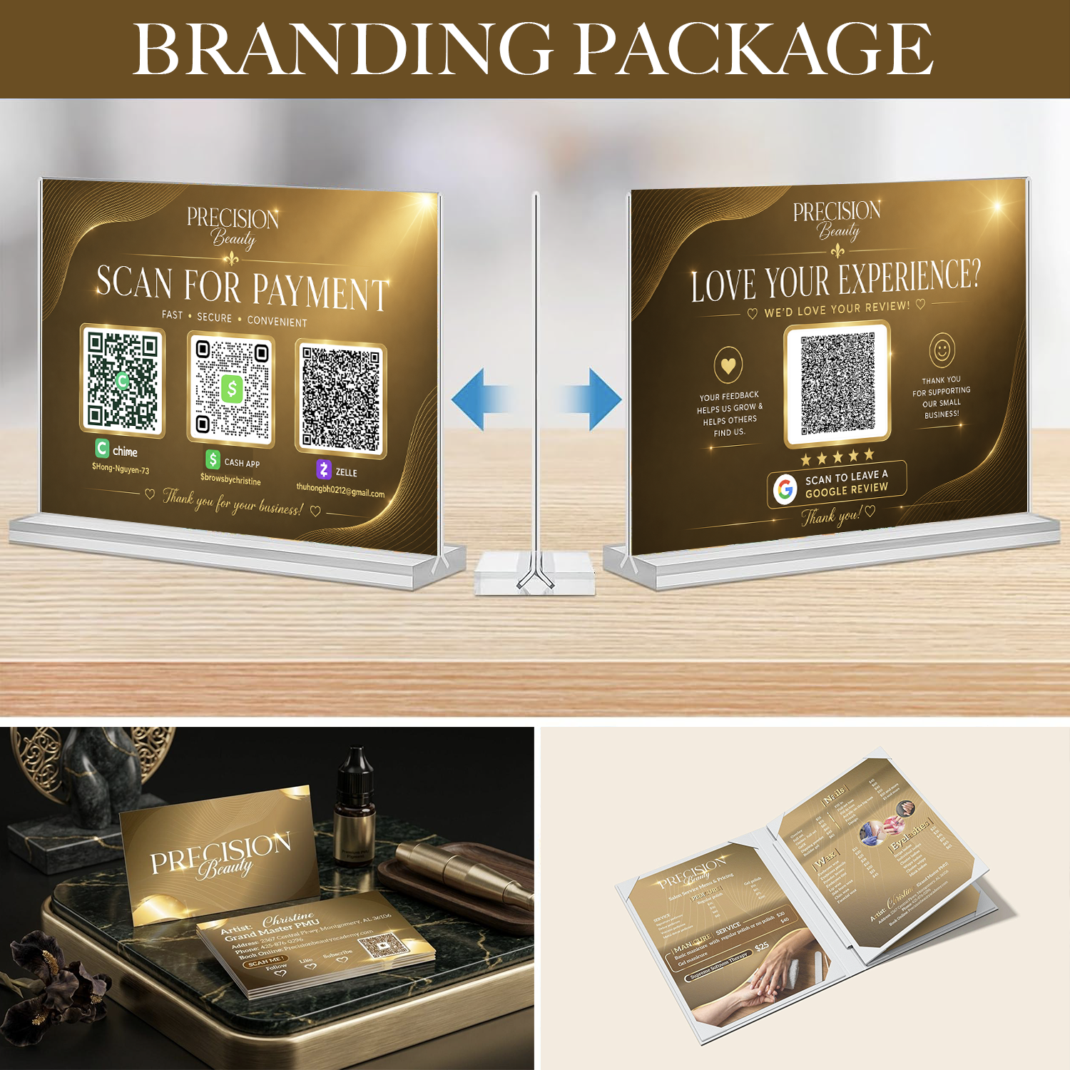 Custom QR Code Acrylic Table Stand | Print-Ready File Required